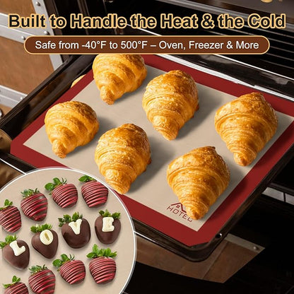 HOTEC Silicone Baking Mats 3 Pack – Non-Stick Reusable Silicone Baking Sheets - Image 5