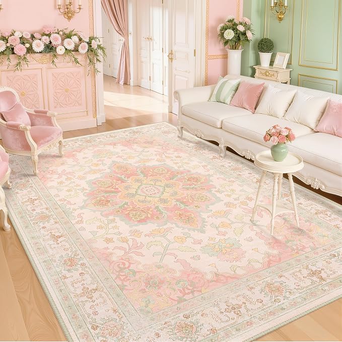 CAPALOCA Machine Washable Rugs Nursery Rug 9x12 Cute Girl Non Slip Low Pile - Image 3