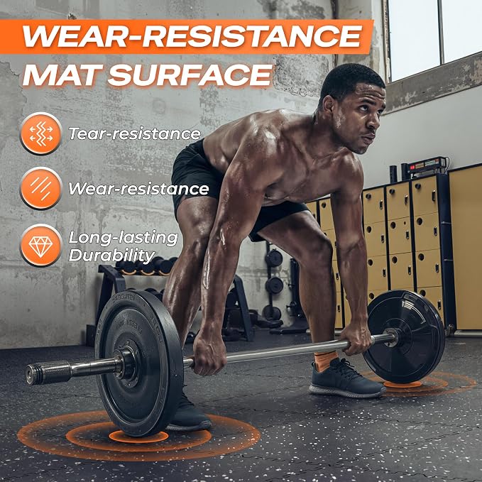 SUPERJARE 0.56'' Thick 6 Pcs 24 Sq Ft Rubber Top Exercise Equipment Mats - Image 6