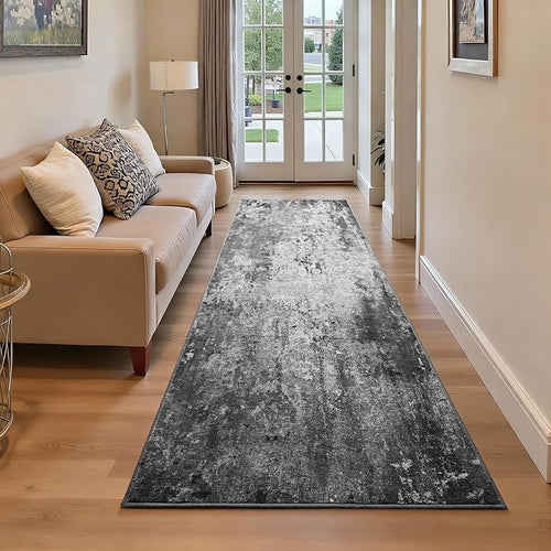 2x6 Black Rug Runners for Hallways Kitchen Runner Rug Non Slip Washable Black - Image 2