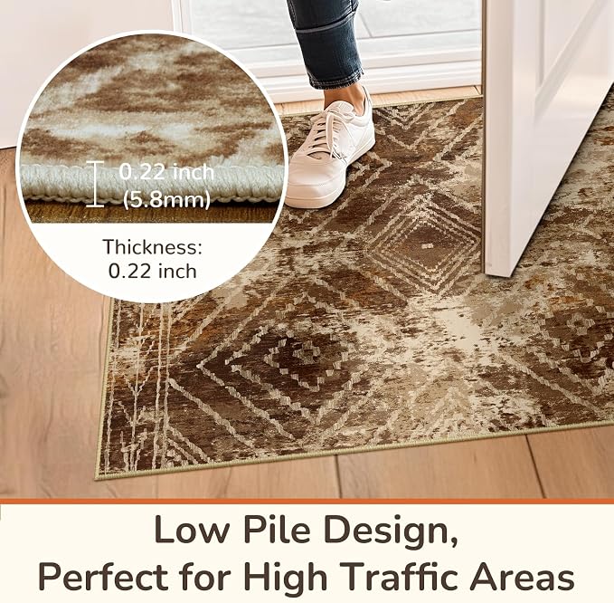 BESTSWEETIE Area Rug 2x8 Rug Machine Washable Non-Slip Low Pile Print Pattern - Image 5