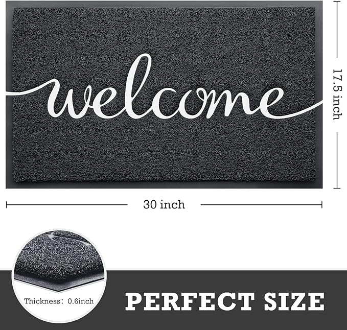 CozyBounty Black Door Mat Welcome Mats Outdoor Indoor Non-Slip Doormat - Image 2