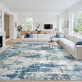 Area Rug 9x12 Living Room Rug Washable: No-Slip Abstract Soft Thin Large Blue by Oriannal