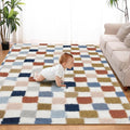 Super Soft Rug for Bedroom, 4x6 Ft Rainbow Area Rug Classic Checkered Shaggy by TOOHUB