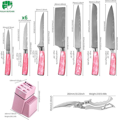 FULLHI 14pcs Block Knife Set, Chef's Knife Steak Knives Set - Image 2