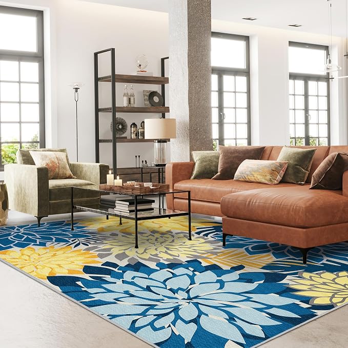 Colorful 4x6 Outdoor Area Rug Washable Rugs Multicolored Patio Rug Tropical - Image 2
