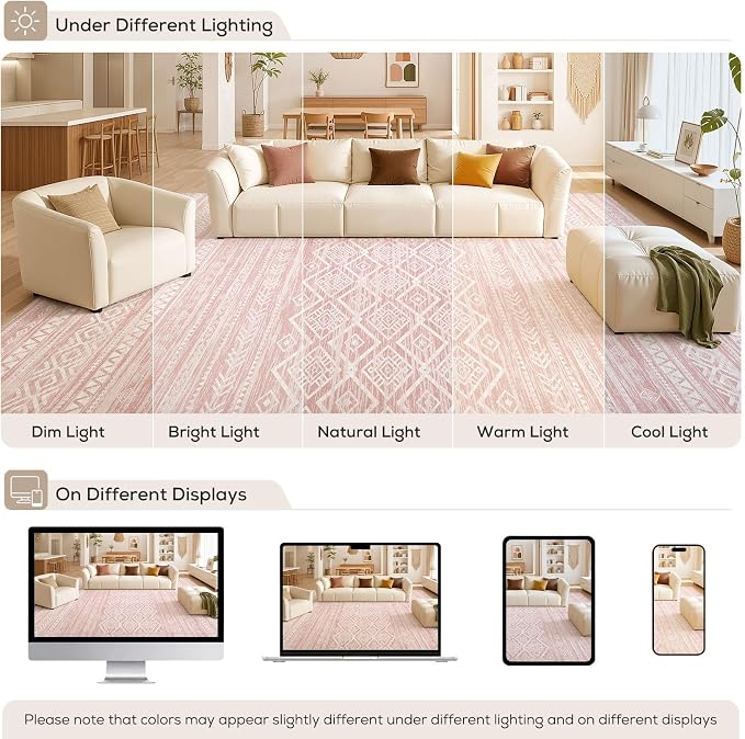Nakagishi Area Rug Living Room Rugs: 8x10 Large Soft Machine Washable Boho - Image 9