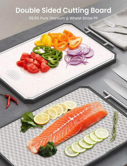 Cutting Board for Kitchen, Non Toxic Titanium Cutting Board, Double-Sided Metal - Image 2
