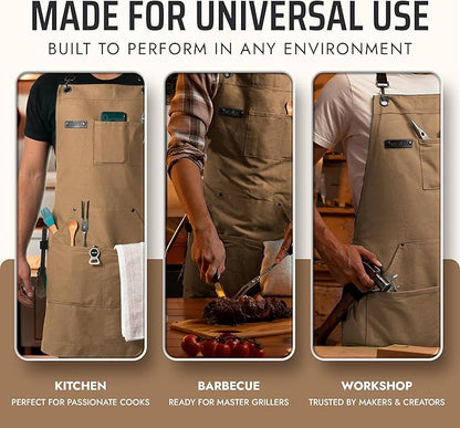 Asaya Chef and BBQ Apron with Bottle Opener and Hand Towel - 10oz Cotton Canvas - Image 7