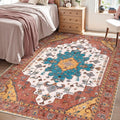 SERISSA Area Rug 4x6 Boho Rugs for Bedroom, Vintage Orange Washable Non Slip Rug by SERISSAHomeDecorCollection