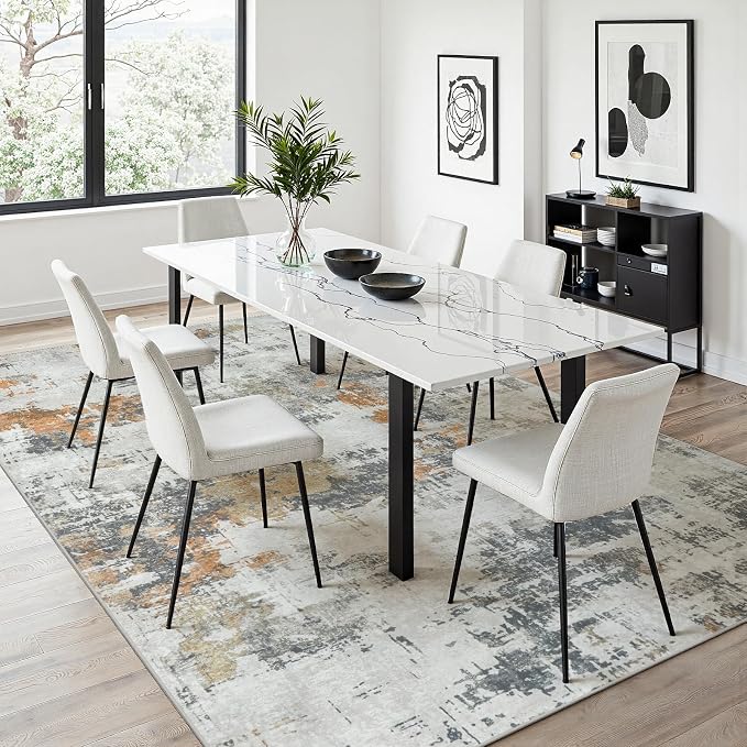 4x6 Area Rugs for Living Room Washable: Abstract Soft Thin Low Pile Grey Rug - Image 5