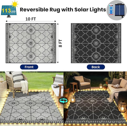 8x10Ft Outdoor Rug, Solar Powered Outdoor Rug - Image 2