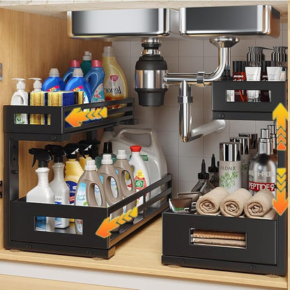 2-Pack 17"Deep Under Sink Organizer And Storage, 2-Tier L-Shaped Pull Out by UnderSinkOrganizer
