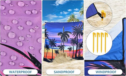 WIWIGO Beach Blanket Waterproof Sandproof Beach Mat 79" X 83"/10'x9'for 2-8 - Image 3