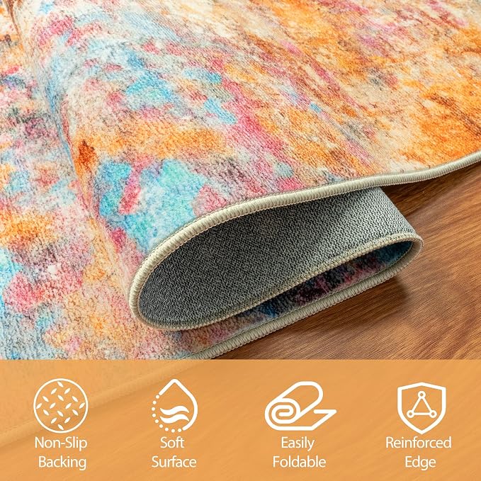 6x9 Area Rugs for Living Room Rug Washable: Abstract Rug for Dining Room - Image 4