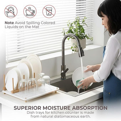 Stone Drying Mat for Kitchen Counter + Sink Caddy | 15.7"x11.8" Diatomaceous - Image 6