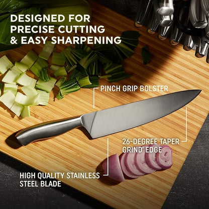 Chicago Cutlery Insignia Steel Kitchen Knife Block Set & Built-In Sharpener - Image 4
