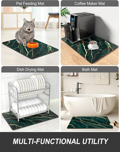 Rnivvi Dish Drying Mat for Kitchen Counter, 12 x 19" Cute Marble Super - Image 7