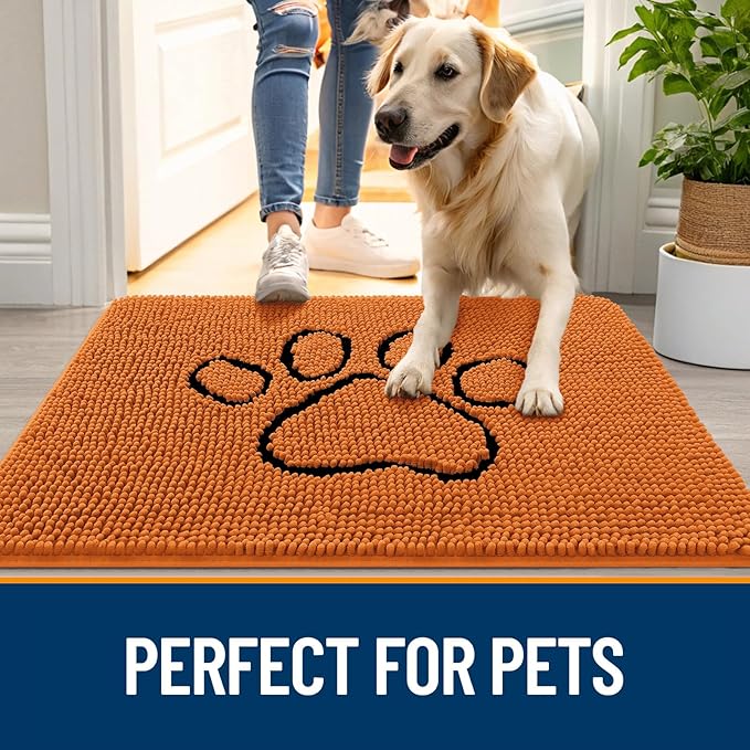 OLANLY Dog Door Mat for Muddy Paws 30x20, Paw Print Design, Absorbs Moisture - Image 6