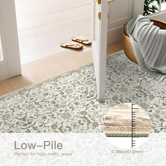 4×6 Washable Large Area Rugs for Living Room, Floral Soft Rug Non Slip Stain - Image 7