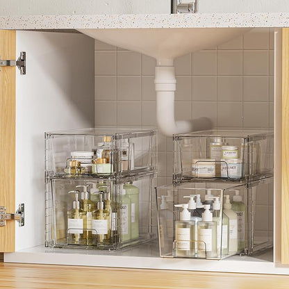 Vtopmart 6 Pack Clear Stackable Storage Drawers, Plastic Drawers - Image 4