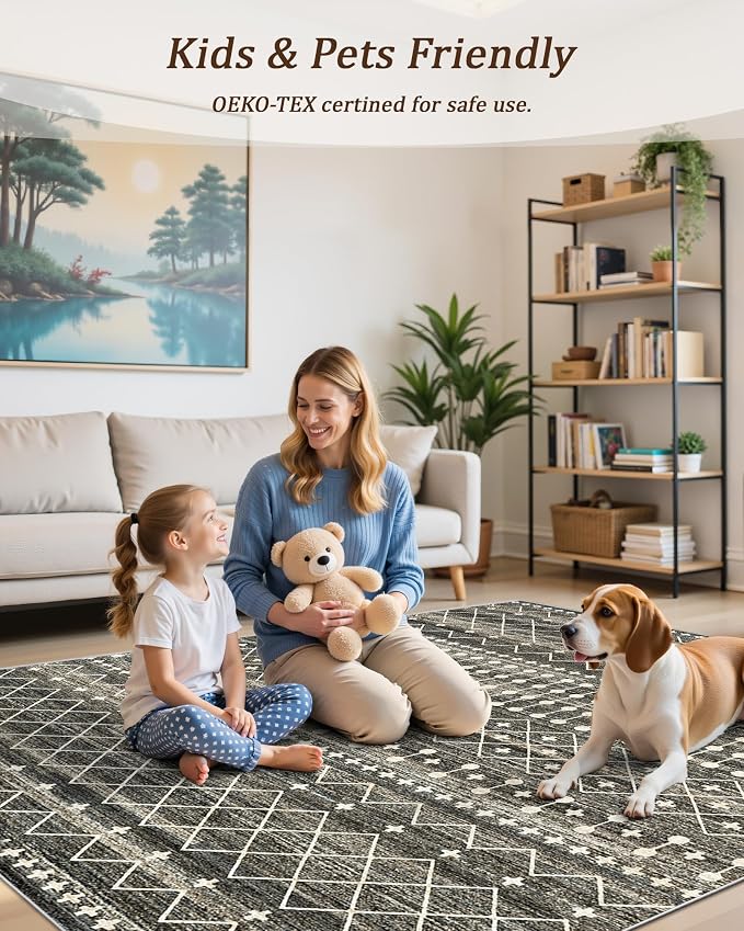 3x5 Washable Rug Moroccan Small Entryway Rug Non Slip Indoor Floor Carpet - Image 6