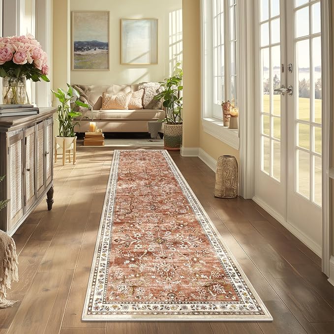 Yamaziot Washable Runner Rug 2x6 – Non Slip Boho Floral Hallway Runner Rug - Image 7