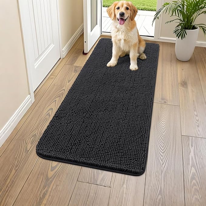 Smiry Dog Door Mat for Muddy Paws 47x17, Absorbent Dirt Trapper, Non-Slip by Smiry
