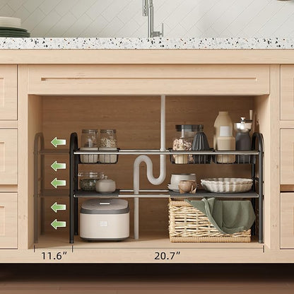NETEL Under Sink Organizers and Storage, 2 Tier Expandable Under Cabinet - Image 2