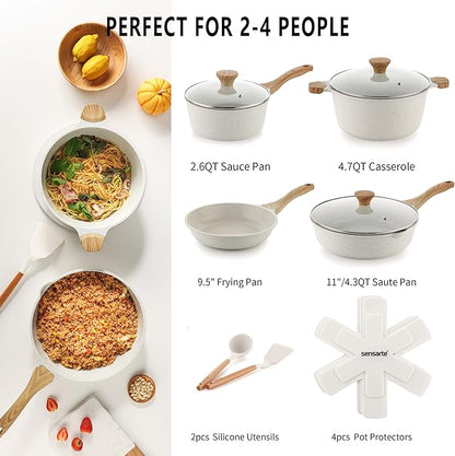 SENSARTE Nonstick Ceramic Cookware Set, 13-Piece Non-toxic Pots and Pans Set - Image 2