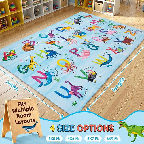 3x5 ABC Classroom Rug for Kids Playroom, Alphabet Rug - Image 2