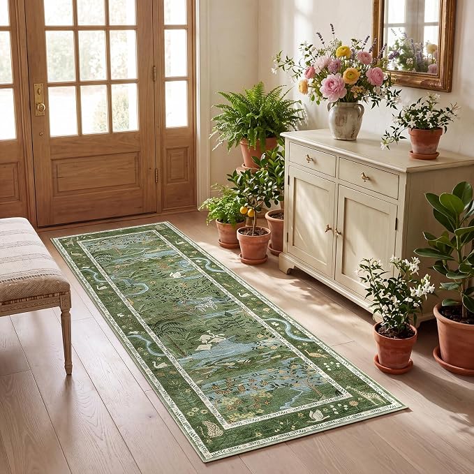 Long Runner Rug for Hallway 2x8 Whimsical Woodland Throw Runner Carpet Non Slip by Garvee
