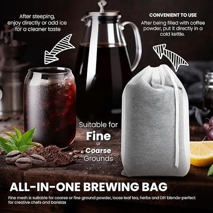 Cold Brew Bags, 4 * 6 Inch Fine Mesh Drawstring Pouches, Fits Mason Jars & - Image 6