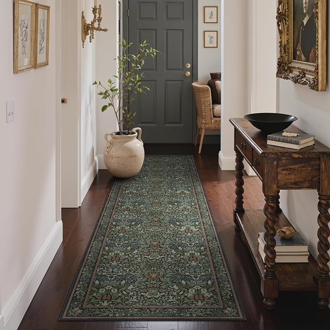GENIMO Washable Floral Runner Rug 2x7, Non-Slip Long Hallway Carpet by GENIMO