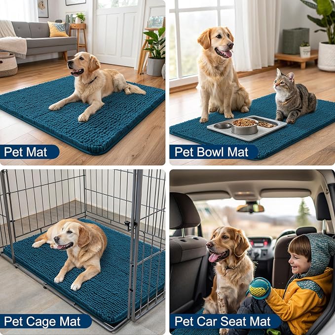 Smiry Dog Door Mat for Muddy Paws 34x21, Absorbent Dirt Trapper, Non-Slip - Image 6