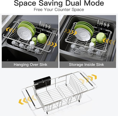 JASIWAY Dish Drying Rack in Sink, Expandable Stainless Steel Dish Drainers - Image 2