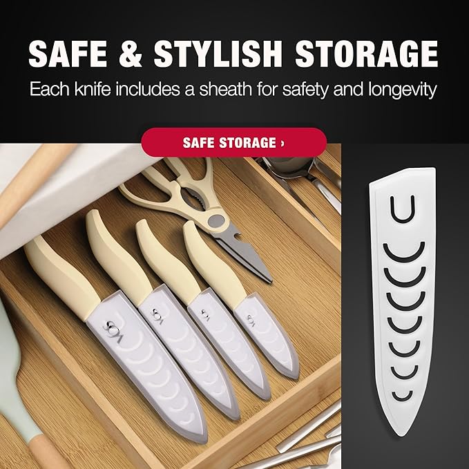 Vos ceramic knives set for kitchen in gift box, 5 ceramic knife - Image 6
