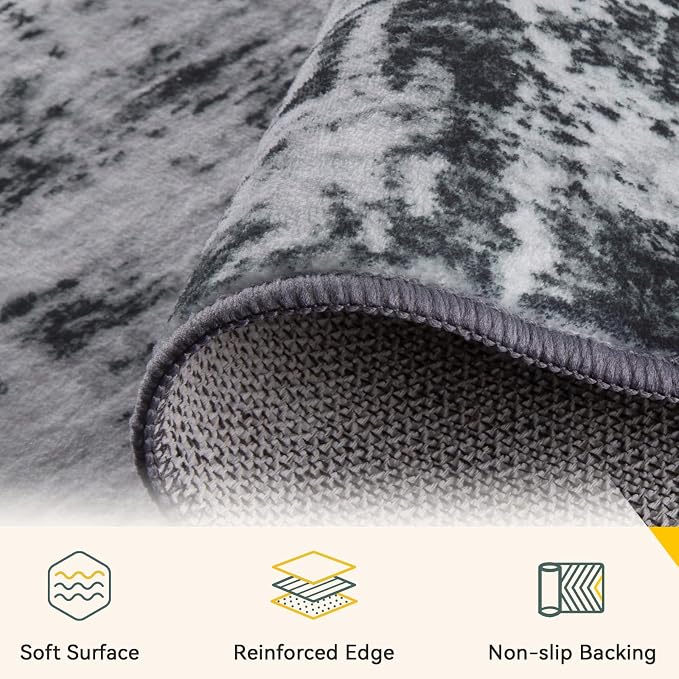 RELEANY Washable Area Rugs 3x12 Non-Slip Modern Abstract Soft - Image 3