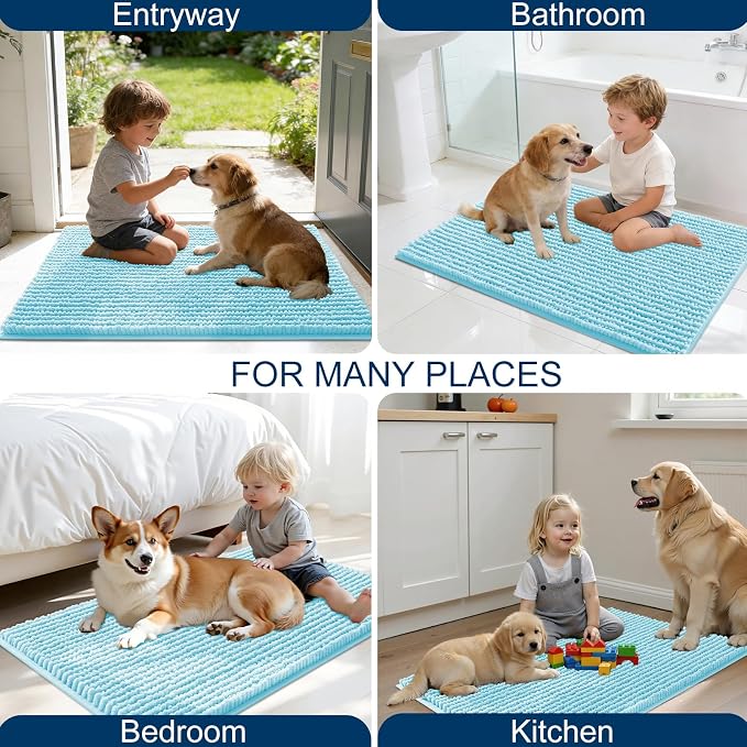 OLANLY Dog Door Mat for Muddy Paws 24x16, Ultra Absorbent Chenille Mud Doormat - Image 8