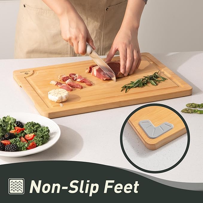 Bamboo Cutting Board Set Non Slip Feet Over Sink Chopping Board Christmas Xmas - Image 5