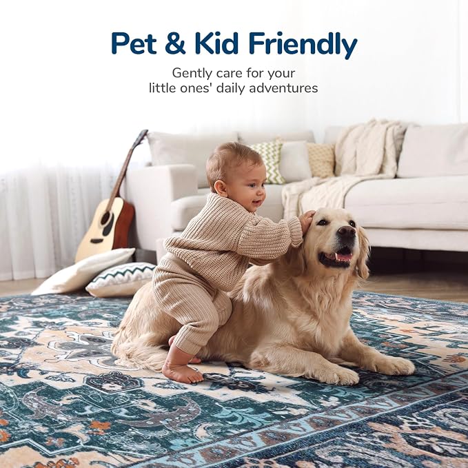Lessymo Area Rug 5x7, Machine Washable Area Rugs, Super Soft Faux-Wool Area Rugs - Image 6