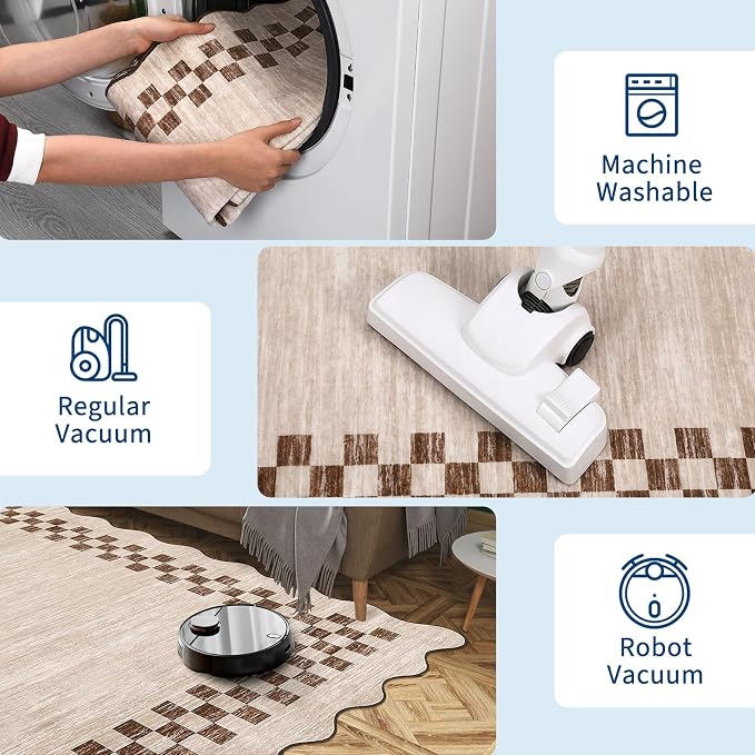 Washable Runner Rug 2x10 Modern Bordered Hallway Runner Rug Non Slip Kitchen - Image 7