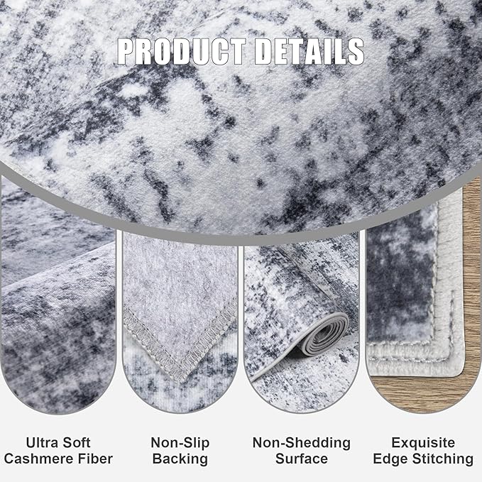 Washable Area Rug 3x5 Entryway Rug: Washable Modern Abstract Soft Thin Rug - Image 6