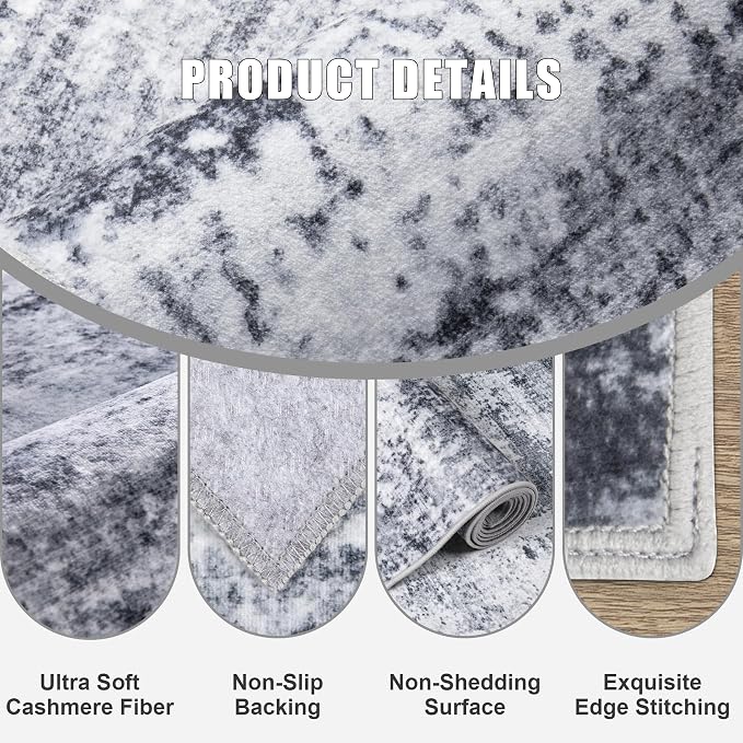 Washable Area Rug 3x10 Entryway Rug: Washable Modern Abstract Soft Thin Rug - Image 6