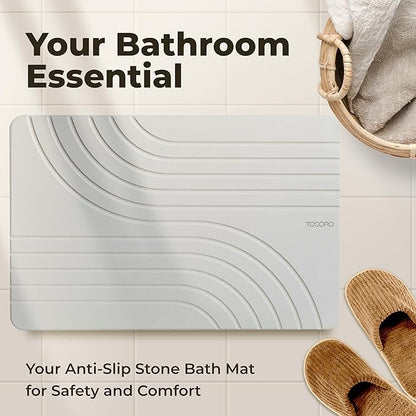 TOSORO - Stone Bath Mat Diatomaceous Earth Shower Mat Non-Slip Super Absorbent - Image 8