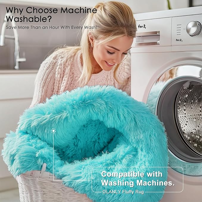 OLANLY 2x3 Machine Washable Small Bedside Rug, Soft Fluffy Shaggy Entryway - Image 2