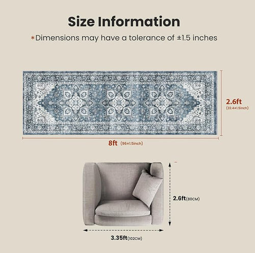 AMADA HOMEFURNISHING 2'6"x8' Washable Area Rug, Low-Profile Entryway Rug - Image 2