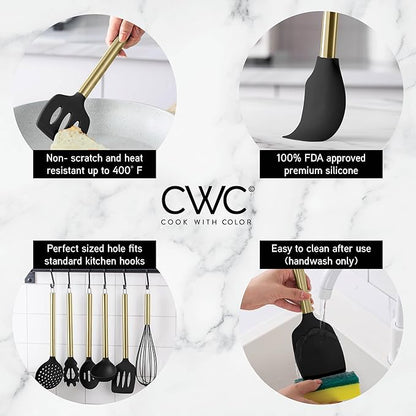 COOK WITH COLOR Silicone Cooking Utensils, Kitchen Utensil Set, Cooking Utensils - Image 3