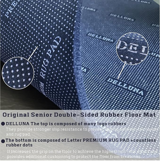 DELLUNA Non-Slip Area Rug Pad 6'x9', 3/8" Thick Double Side Rubber + Felt - Image 4
