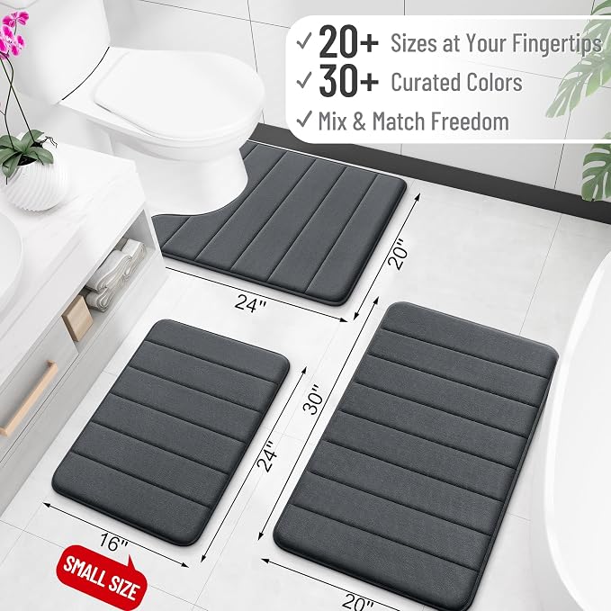 OLANLY Memory Foam Bath Mat 40x32, Super Soft Absorbent Bathroom Rugs, Quick Dry - Image 2